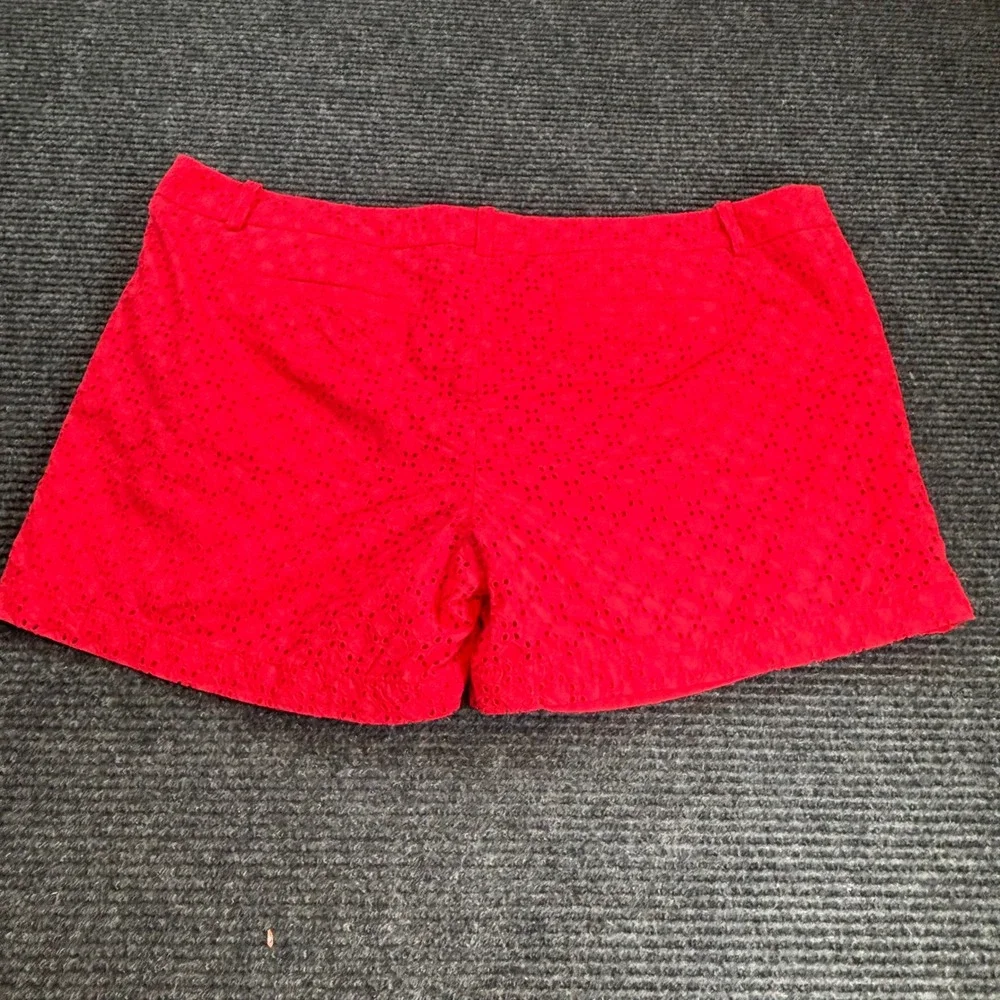 Merona Womens Red‎ Eyelet Cotton Shorts Size 18 Embroidered Summer Casual